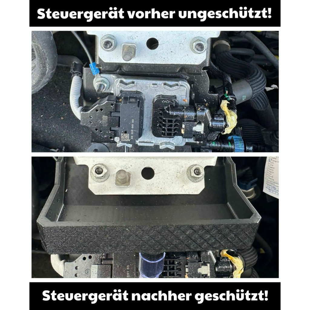 Auffangwanne für Fiat Ducato mit Erklärung vorher nachher