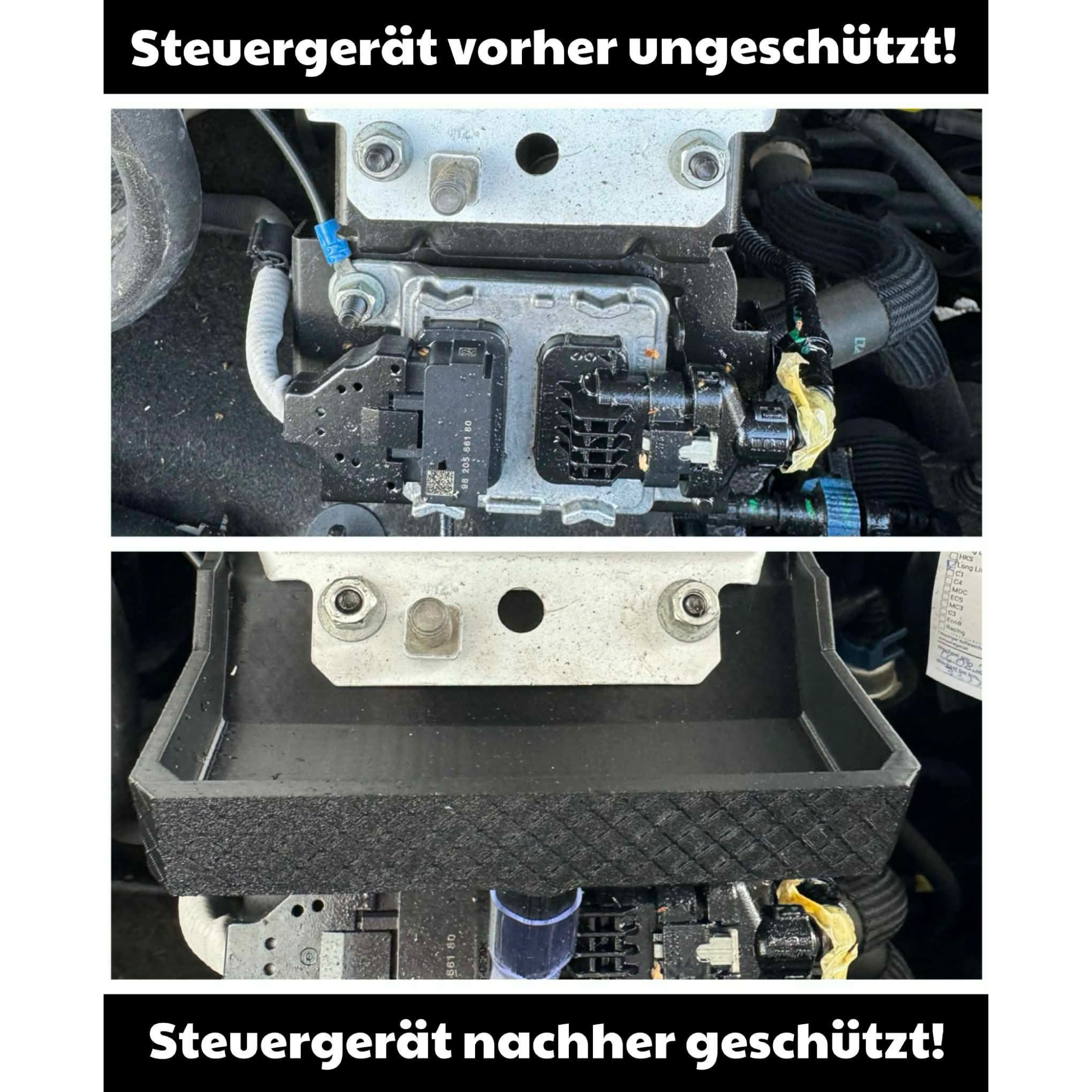 Auffangwanne für Fiat Ducato mit Erklärung vorher nachher